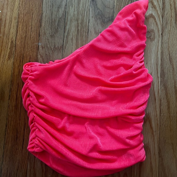 Pink One-Shoulder Ruched Top - Picture 3 of 4